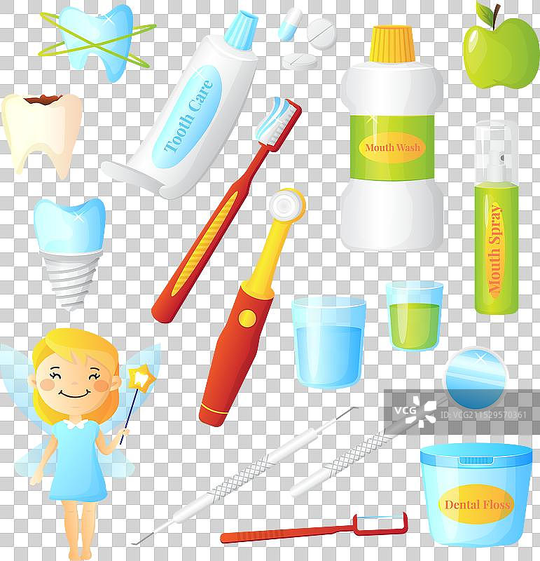 健康牙齿牙医工具套装图片素材