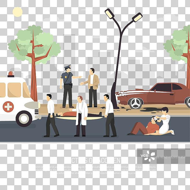 交通事故急救平面海报图片素材