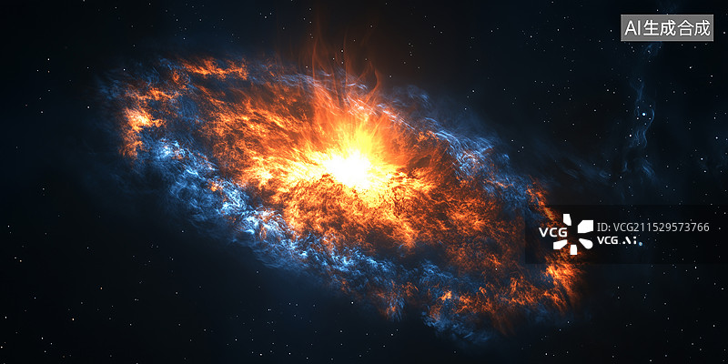 【AI数字艺术】色彩斑斓的银河云状星云，深邃的太空中充满了明亮的星星和旋转的图案。宇宙和天文学现象的壮观展示，呈现出图片素材