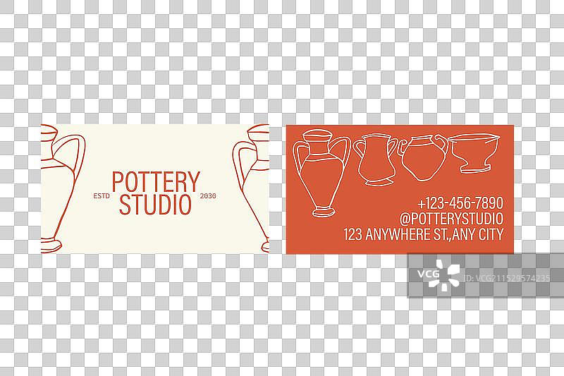 橙色和白色陶艺工作室名片图片素材