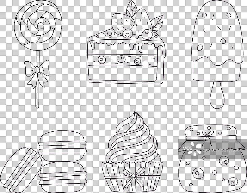 手绘甜点糖果棒套装图片素材