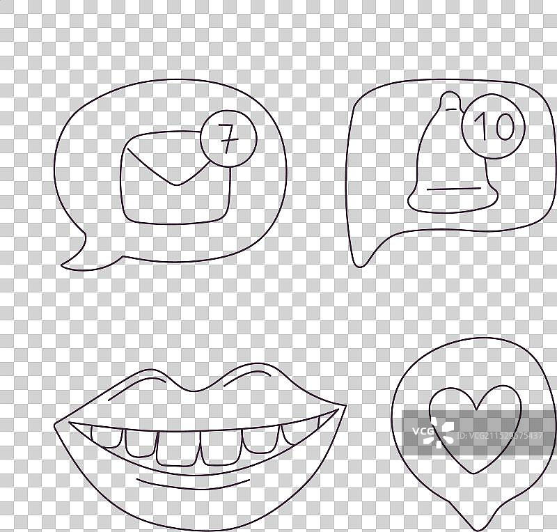 手绘的带心形信封的对话气泡图片素材