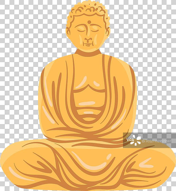 金色佛像以冥想姿势安详地坐着图片素材