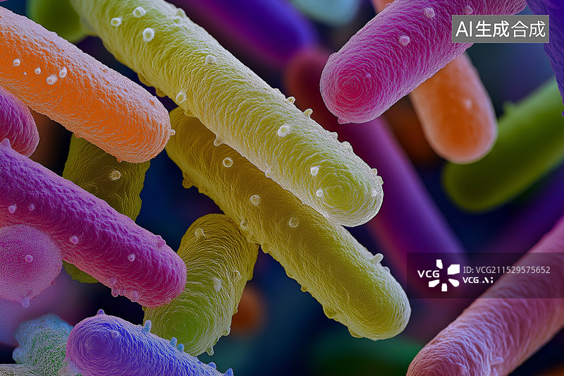 【AI数字艺术】显微镜下的细菌大肠杆菌图片素材