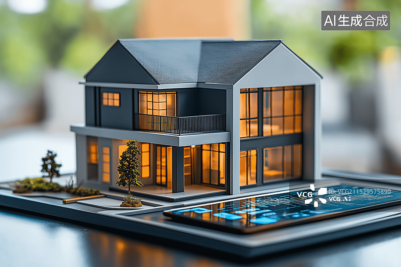 【AI数字艺术】一座别墅小屋模型图片素材
