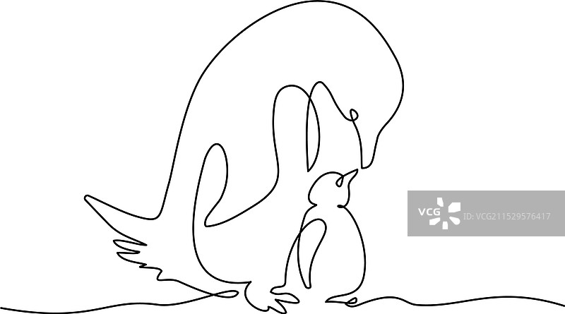 可爱的企鹅与小企鹅母亲和宝宝母亲图片素材