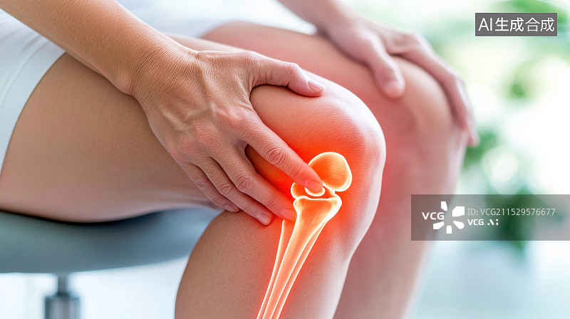 【AI数字艺术】膝关节疼痛与骨骼健康图片素材