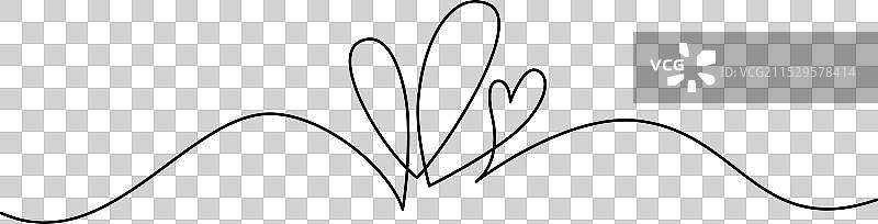 两个心形图案，简约线条风格，象征爱情图片素材