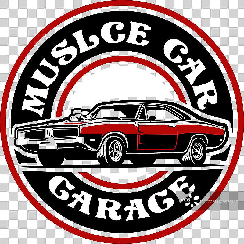 肌肉车车库现成的标志模板套件图片素材