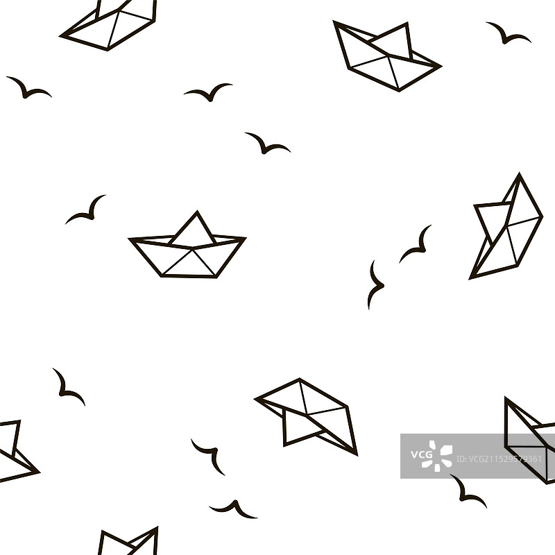 无缝黑白纸船图案图片素材