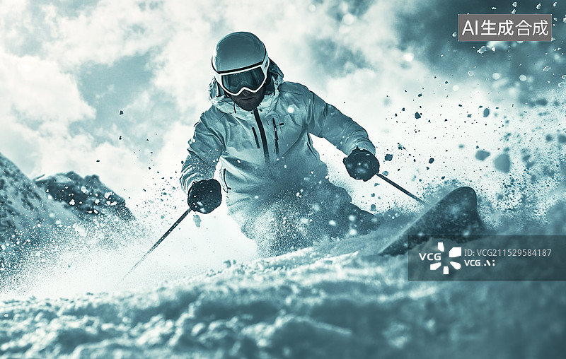 【AI数字艺术】极限滑雪图片素材