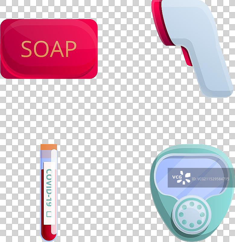 冠状病毒预防图标卡通集合图片素材