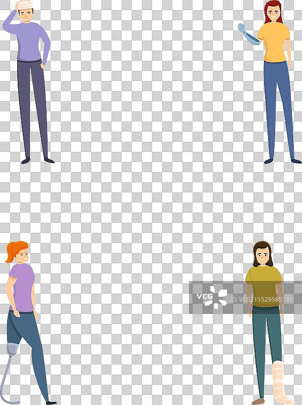 残疾人士图标集，卡通男性与图片素材