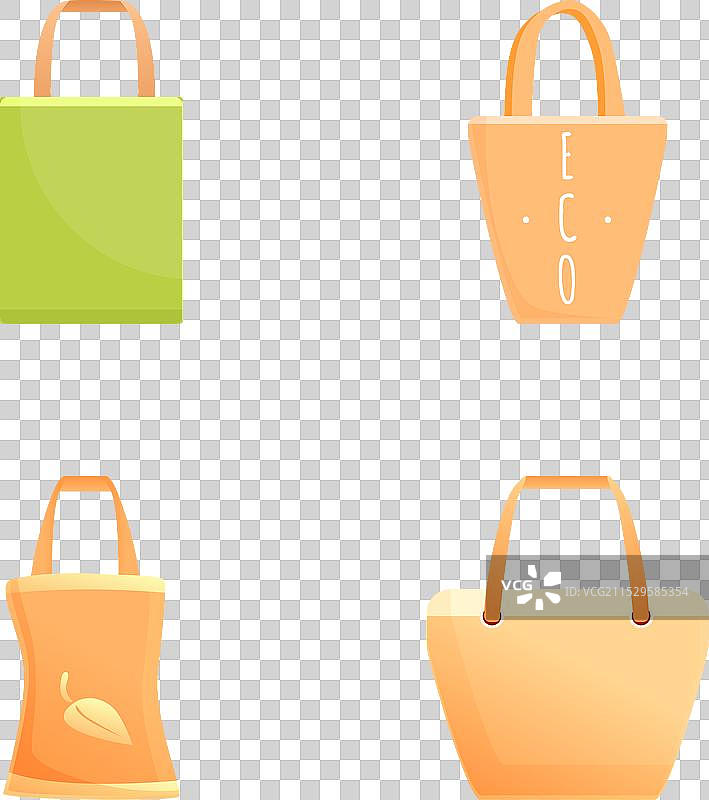 卡通风格的各种布袋图标集图片素材