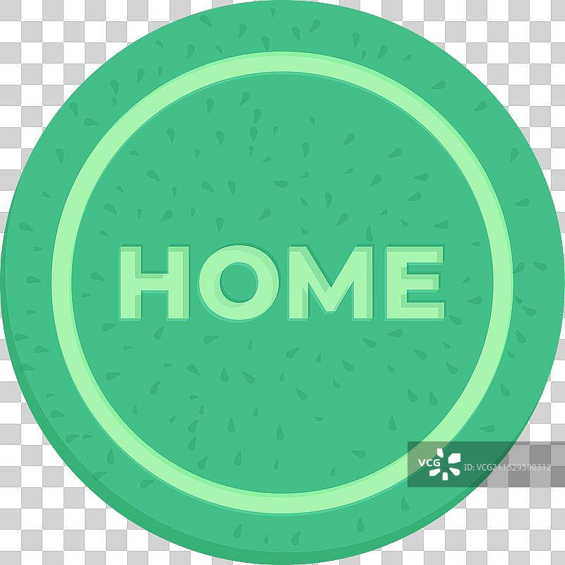 圆形家居垫图标，卡通风格，绿色图片素材