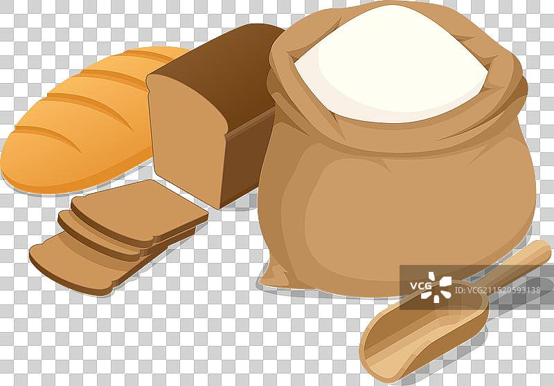 等距的新鲜酥脆小麦面包和黑麦面粉图片素材