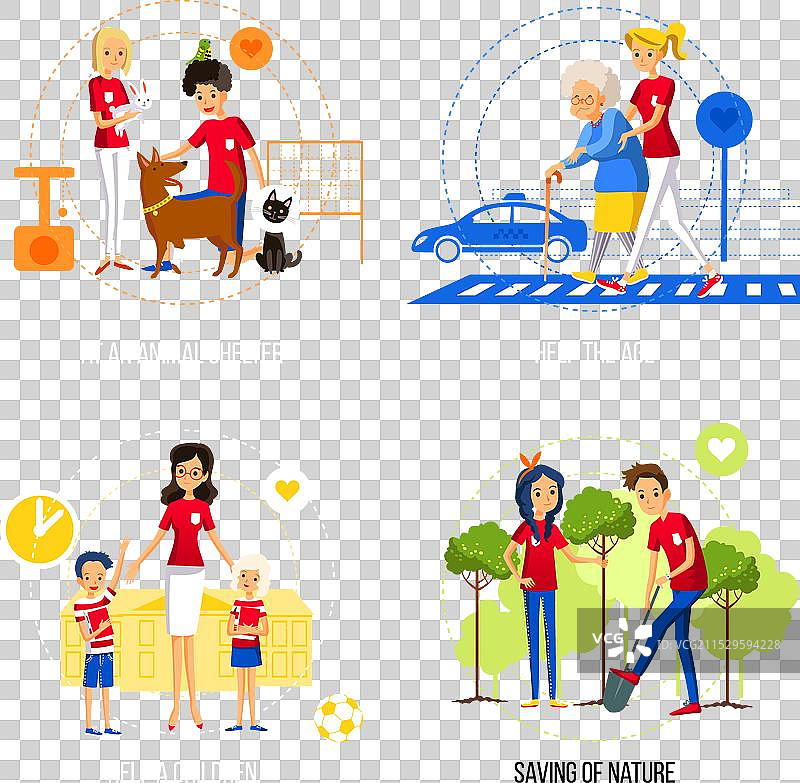 志愿者行动概念在彩色背景上图片素材