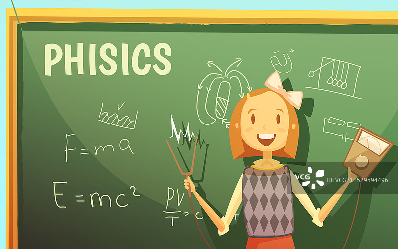 学校物理教育教室卡通海报图片素材
