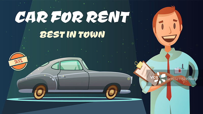 最佳租车复古卡通海报图片素材
