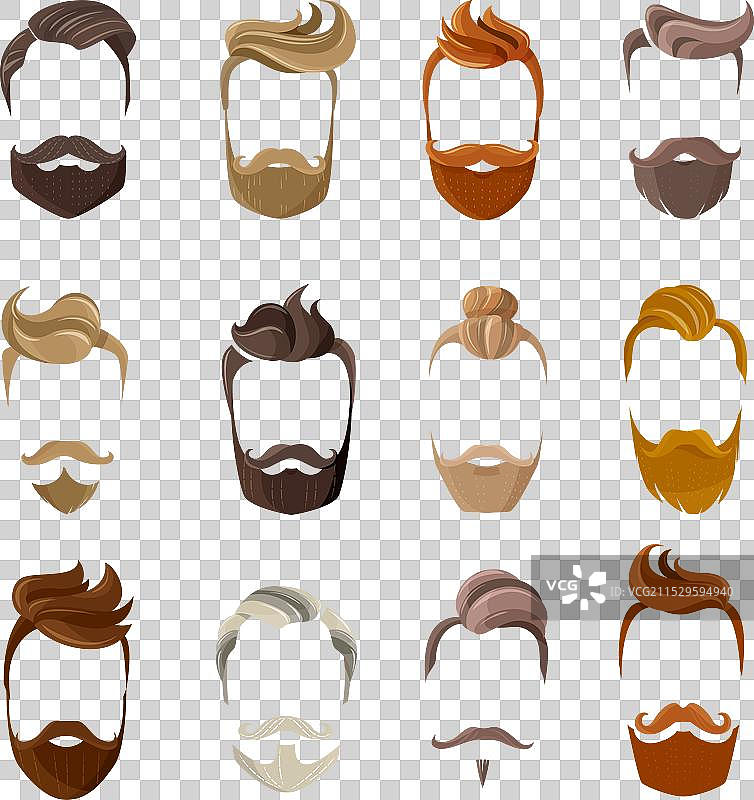 胡须和发型面部组合图片素材