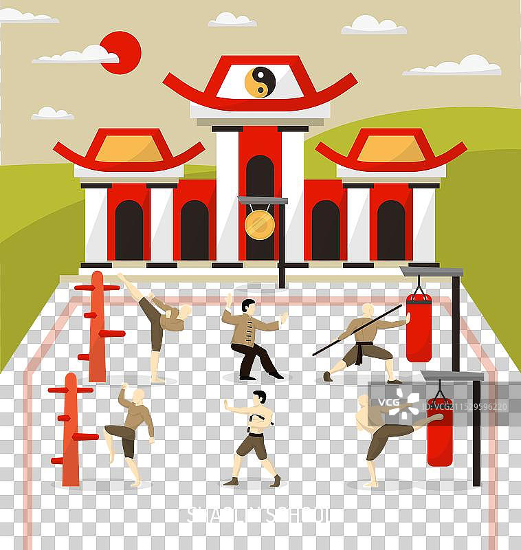 中国寺庙武术构图图片素材