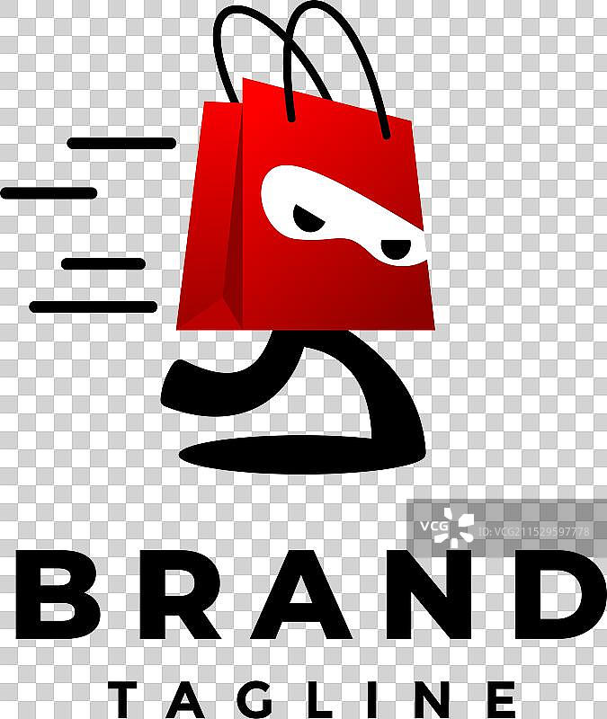 跑步忍者购物袋标志设计图片素材