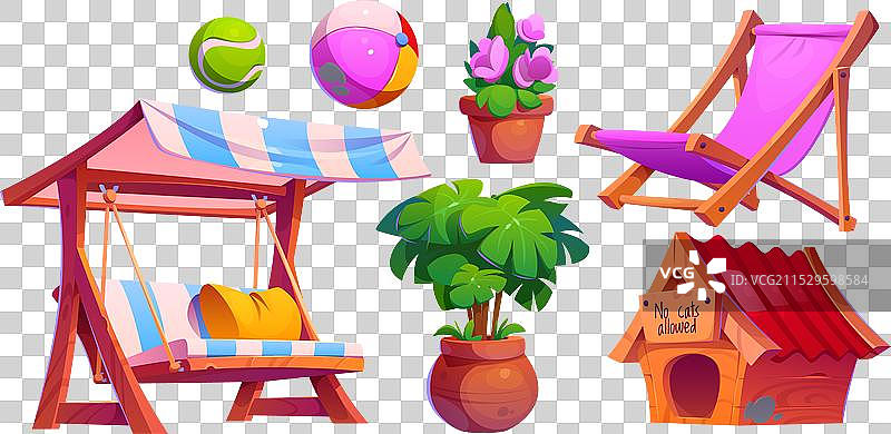 家后院花园家具和元素图片素材