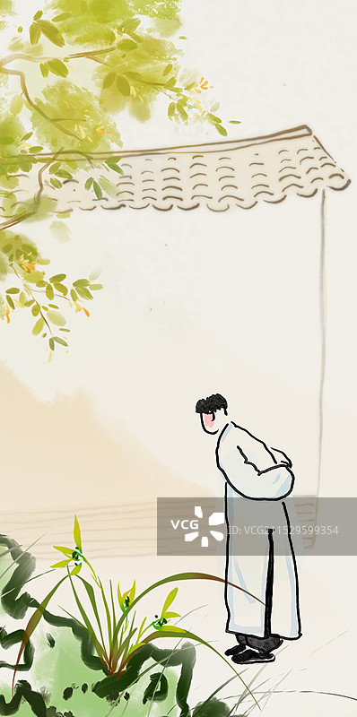 民国人物春节插画新年过年春节节日图片素材