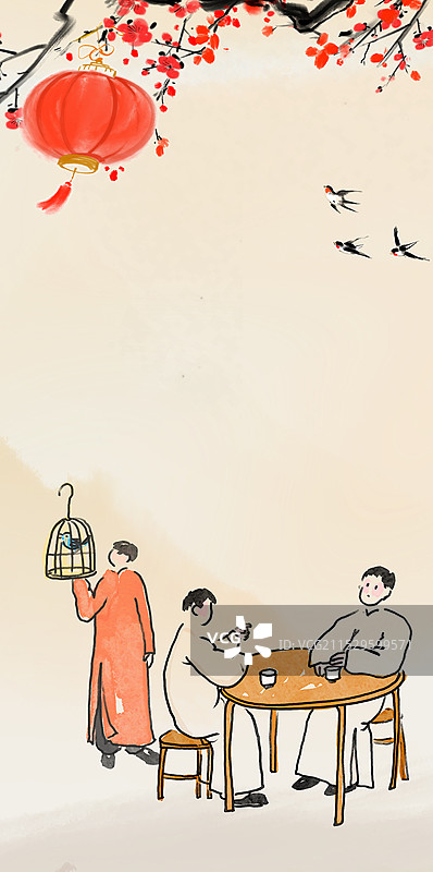 民国人物春节插画新年过年春节节日图片素材