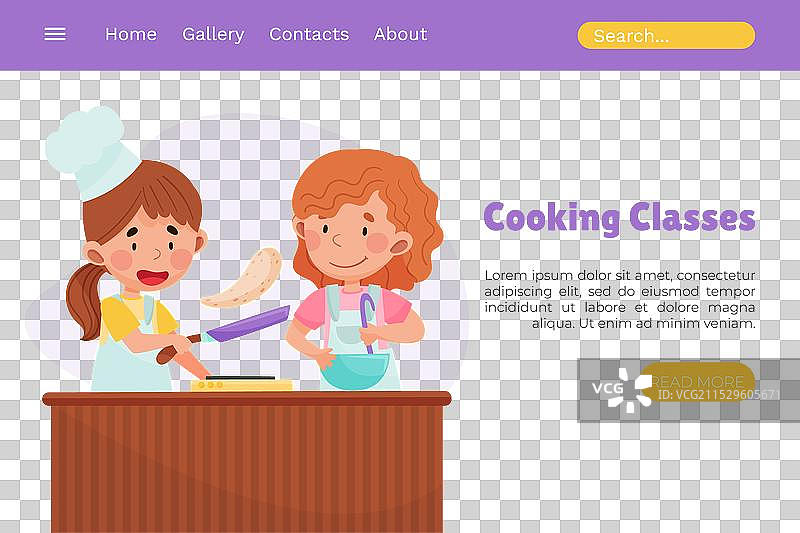 快乐的儿童厨师烹饪课堂网页图片素材