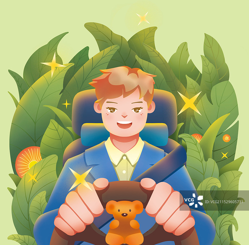 男子自驾开车文明驾驶插画图片素材