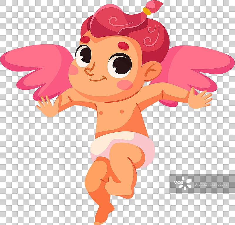 粉色翅膀的丘比特宝宝男孩图片素材