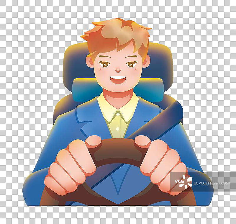 男子开车安全驾驶插画元素图片素材