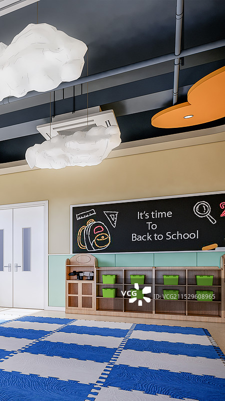 现代幼儿园教室的内部 儿童早教中心图片素材