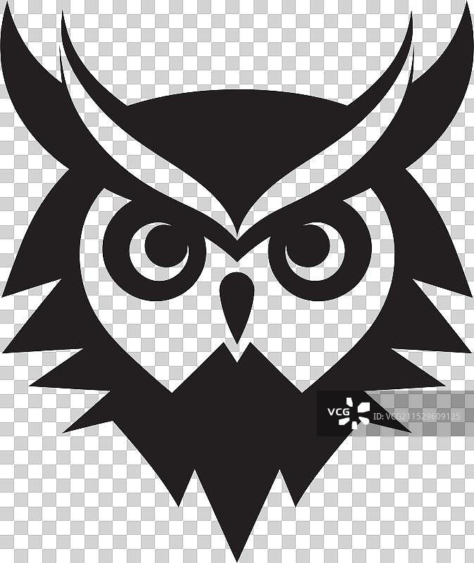 夜间守护者猫头鹰，几何形状的猫头鹰与月亮图片素材