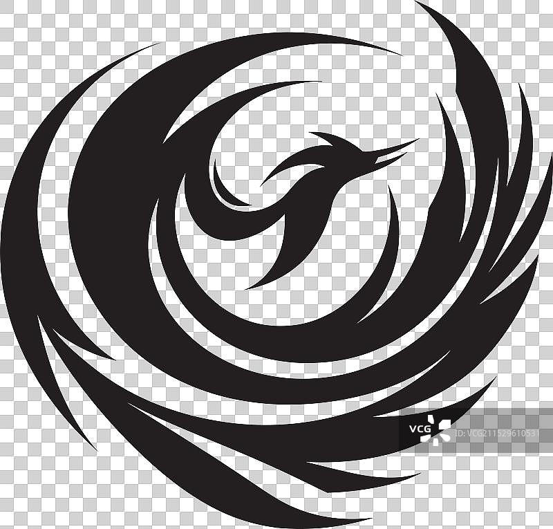 威严的黑色凤凰徽章，凤凰涅槃而起图片素材