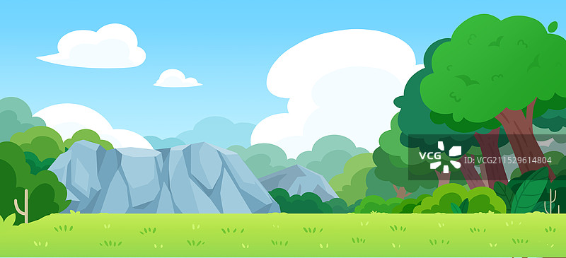 野外的深山野林可爱卡通插画图片素材