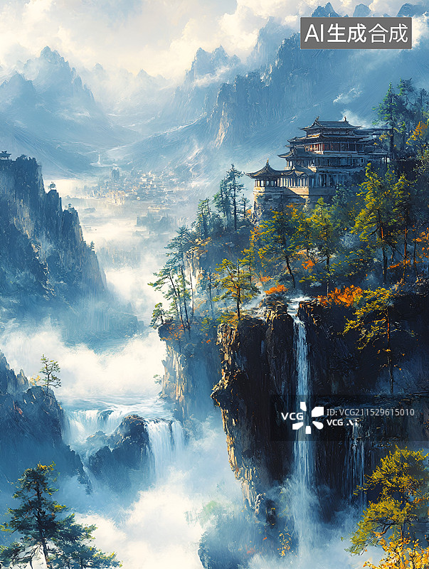 【AI数字艺术】黄河远上白云间 一片孤城万仞山图片素材