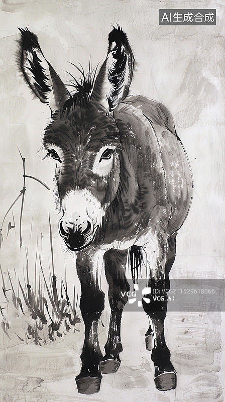 【AI数字艺术】中国绘画风格驴图片素材