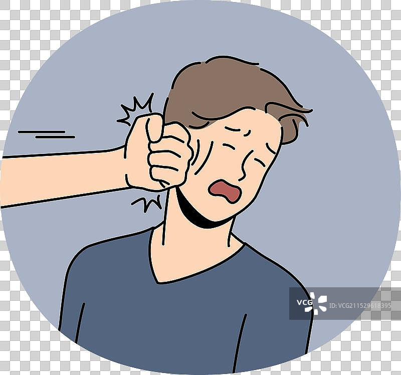 男人被拳头打脸图片素材