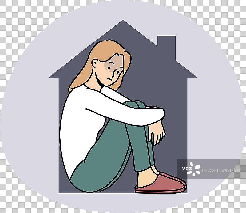 孤独在家中的不快乐女性图片素材