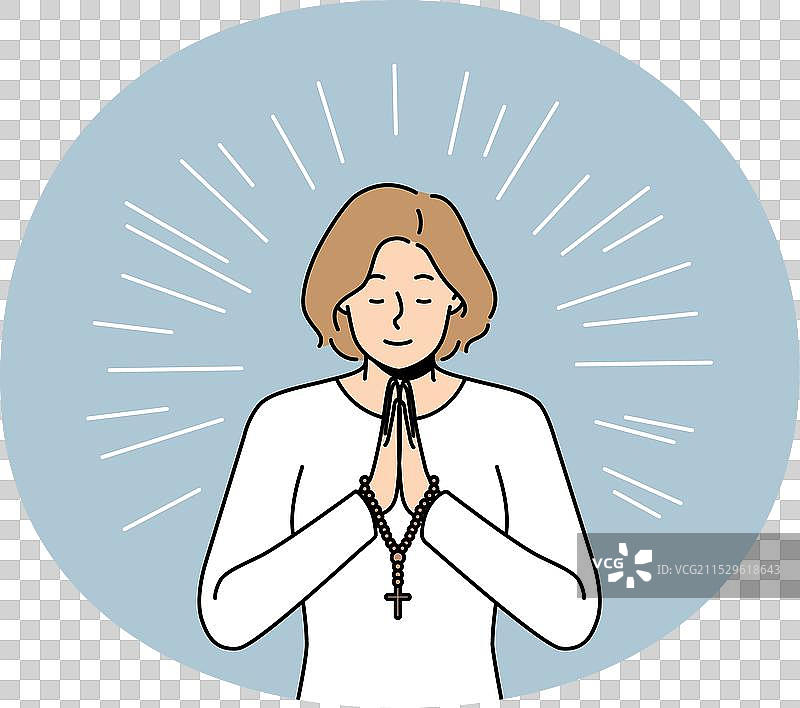 手持念珠祈祷的宗教女性图片素材
