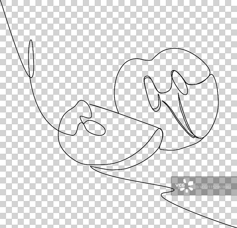 车厘子水果的连续线条绘图，用于食品和图片素材