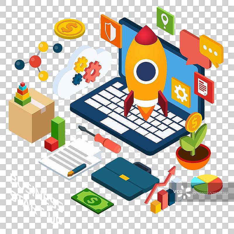 数字营销等距概念图片素材