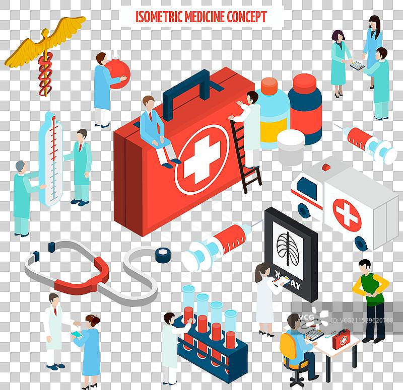 医学医疗概念等距构图图片素材