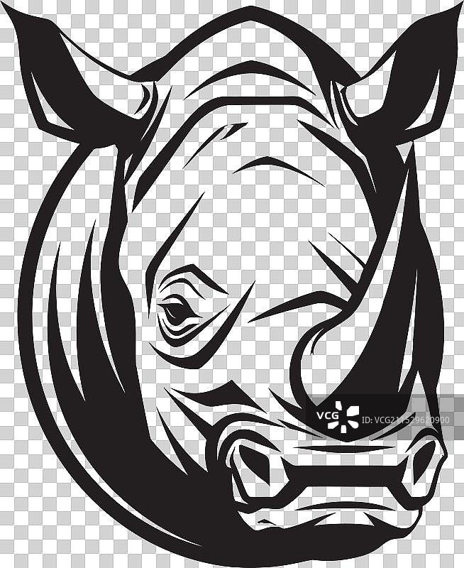 雄伟旋律黑犀牛图标宁静徽章图片素材