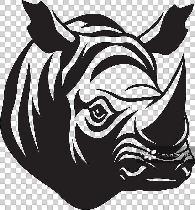 优雅的黑犀牛图标，一种雄伟的野兽图片素材