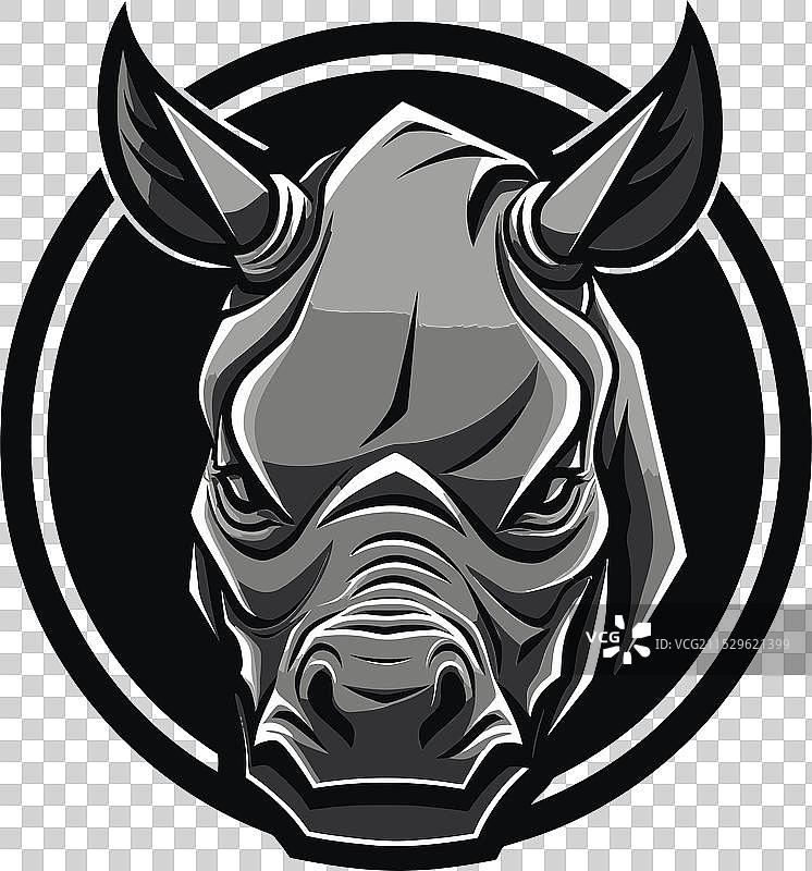 优雅的草原小调与黑犀牛图标图片素材