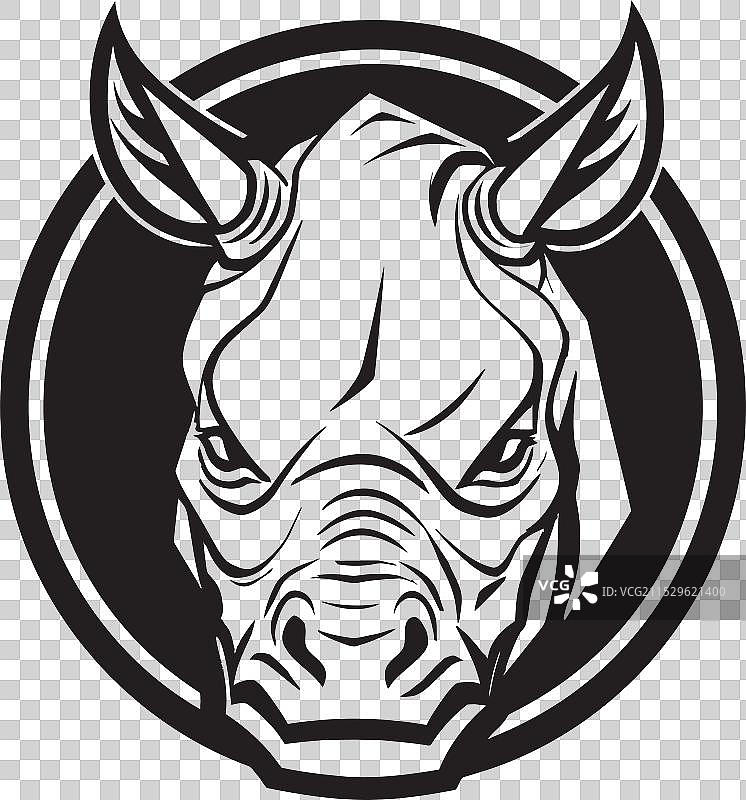 黑犀牛徽章中的雕塑优雅图片素材