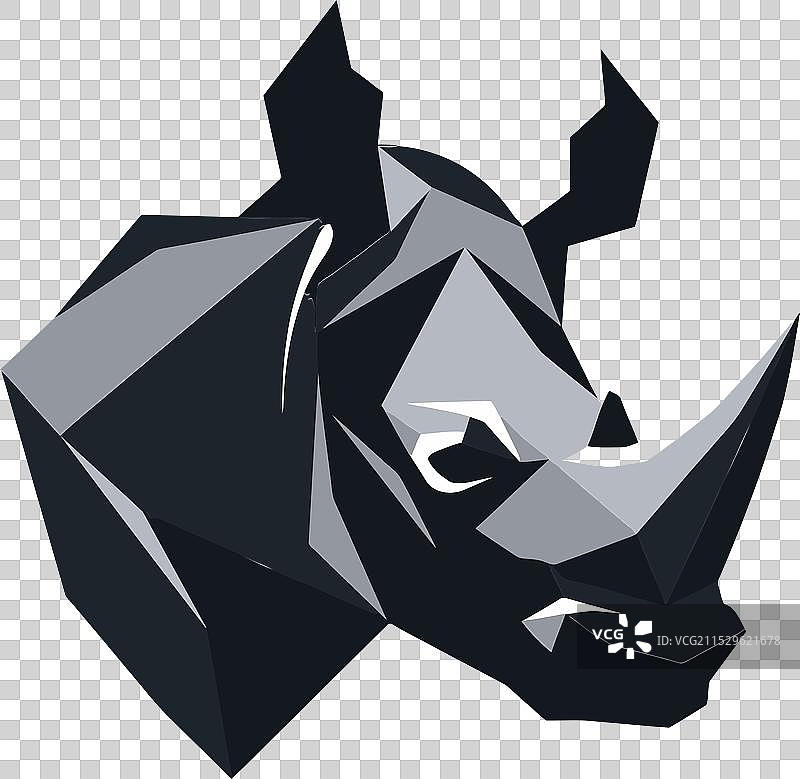 雕塑般优雅的黑犀牛图标，永恒不变图片素材